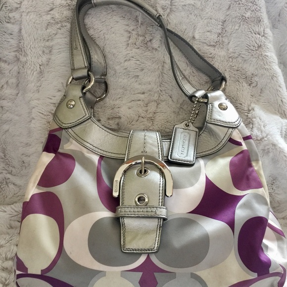 Purple and silver coach purse Clearance