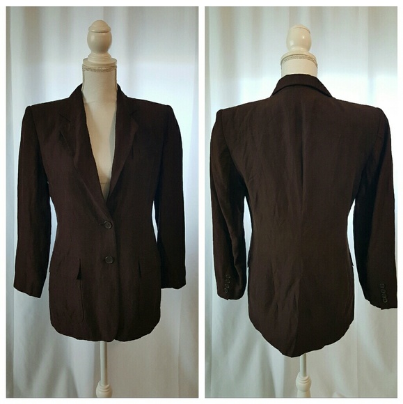 Lauren Ralph Lauren Jackets & Blazers - RALPH LAUREN Brown SILK & LINEN Blazer