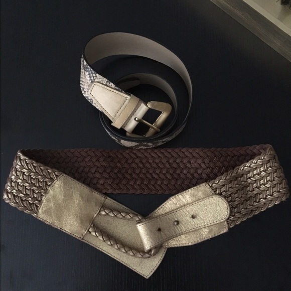 2 belts size small beige/gold