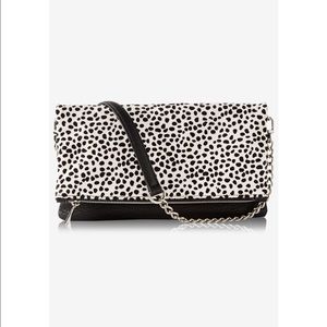 Express spotted haircalf fold over bag clutch $50