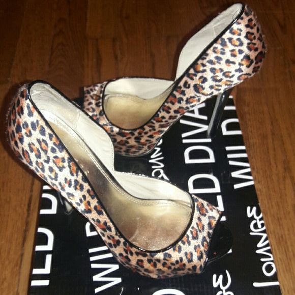 Leopard print open toe heels