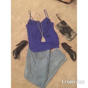 Midnight blue Express Ruffle Tank top.