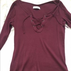 Abercrombie lace up tee, warn once