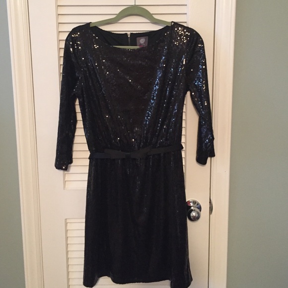 Vince Camuto Black Sequin Dress Sz 10