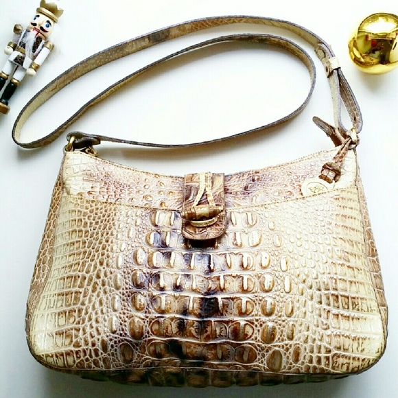 Brahmin croc metallic serengeti crossbody bag