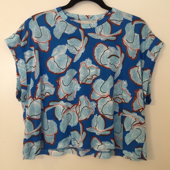 NWT Zara Collection Blue Graphic Top