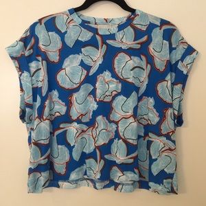 NWT Zara Collection Blue Graphic Top