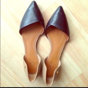 Tory Burch Pointed Toe Black and Tan flats size 7