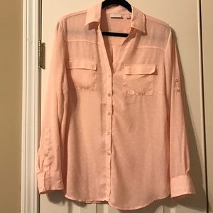 New York & Company button up long sleeve shirt, L