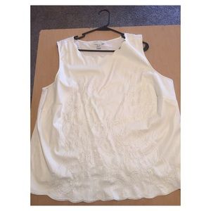 Plus size women's white sleeveless top