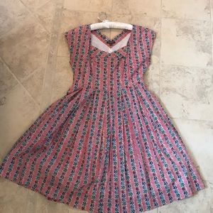 50s style fit and flare cotton print dress