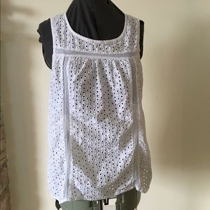 White Sleeveless Eyelet Blouse