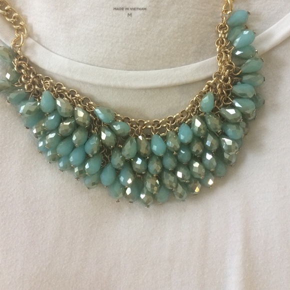Turquoise beaded statement bib necklace