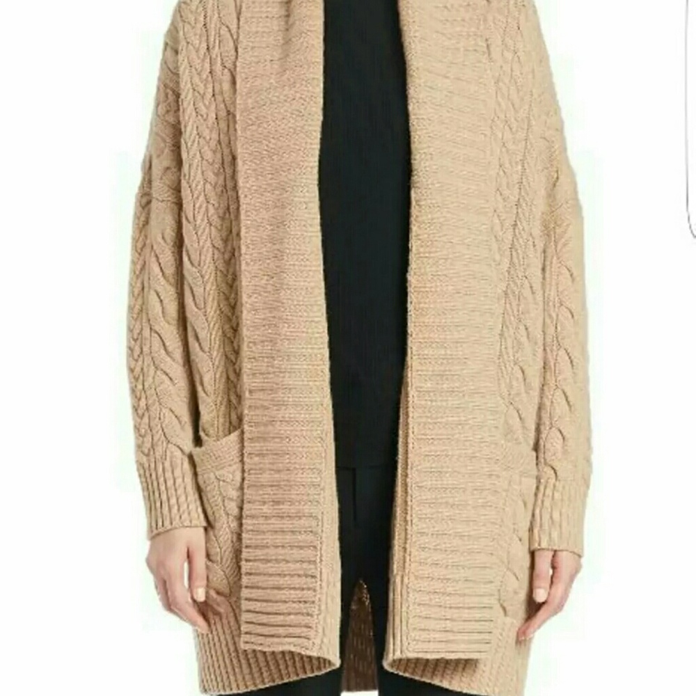 NWT Chunky Beige Polo RL Cardigan Sweater L