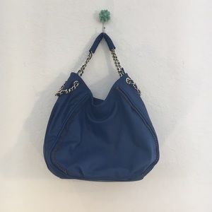 Cobalt blue vegan leather hobo purse