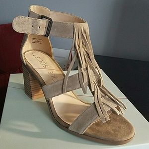 New Taupe Cowboys Suede Heels