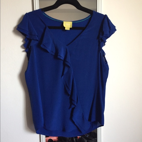 Anthropologie Blue MAEVE Silk Blouse