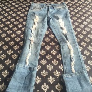 Blue skinny jeans