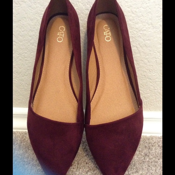 Burgundy flats
