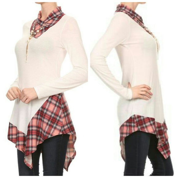 BUY 1, GET 1 FREE! Plaid tunic top - Picture 2 of 4