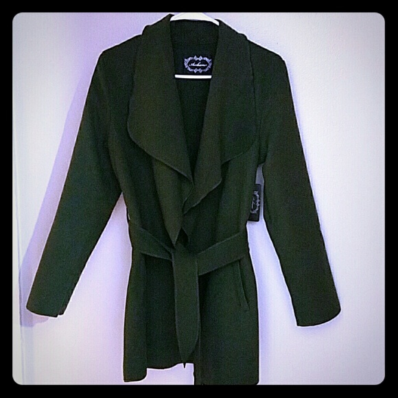 Belted olive green wrap cardigan/jacket