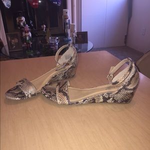 Women's snake skin open toe wedge sandals