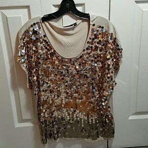 Beige and gold sequin shirt