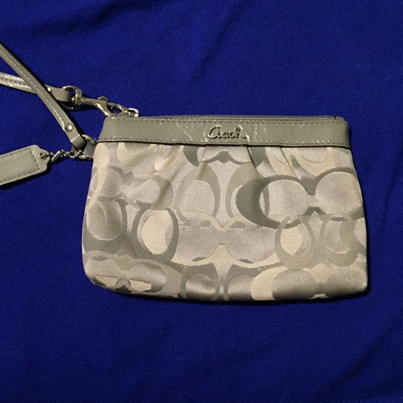 NWOT- Authentic Coach silver wristlet!