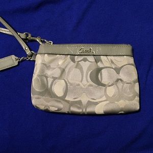 NWOT- Authentic Coach silver wristlet!