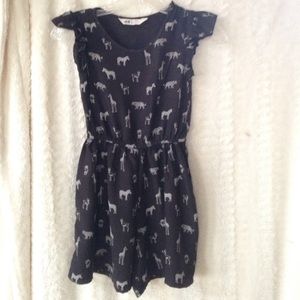 Animal print black split skirt jumper