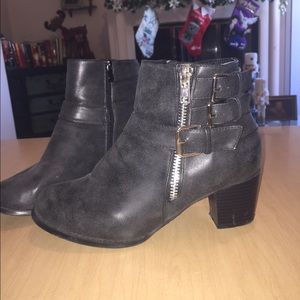 Women's light black leather booties size 10