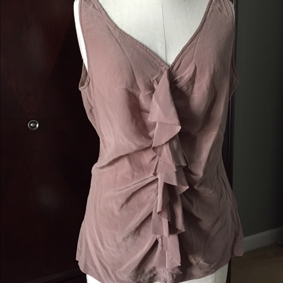 J. Crew Tops - 🦋 Light Brown Sheer Ruffle Top J. Crew