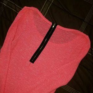 Charlotte Russe Bright pink zip back top
