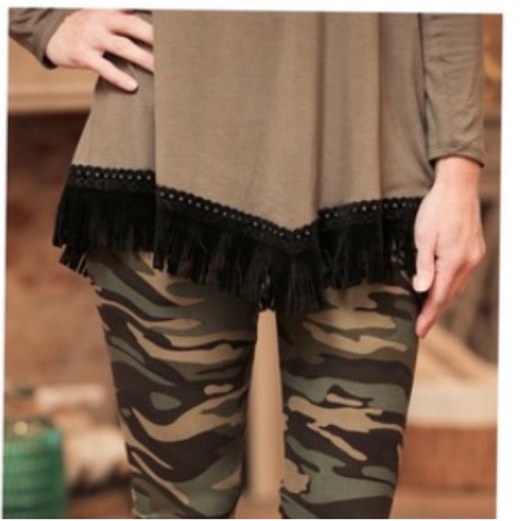 Olive Tunic with Black Fringe - Picture 6 of 7