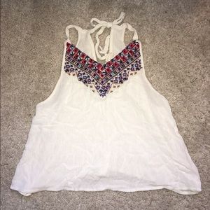Tribal Embroidered Tank Crop Top