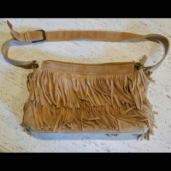 Neiman Marcus crossbody suede fringe purse