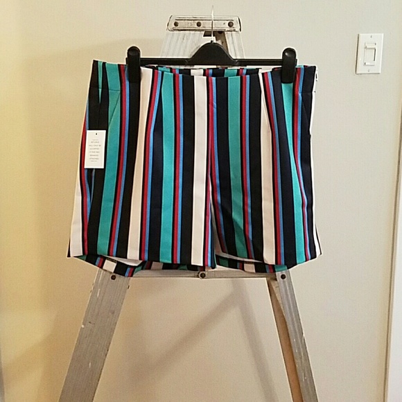 Eloquii Neoprene Color-Striped Shorts