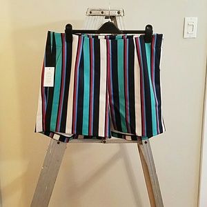 Eloquii Neoprene Color-Striped Shorts