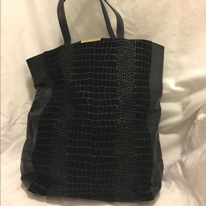 Kelsi Dagger Black Leather Tote Bag