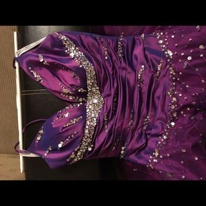 Royal purple corset tie ball gown