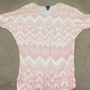 Pink Aztec print dolman tunic sweater