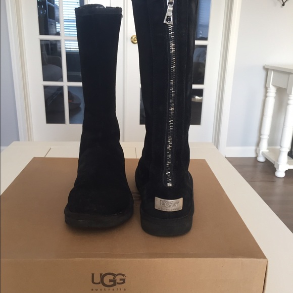 Black women's metal zipper uggs