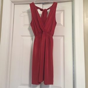 Red v-neck cocktail dress