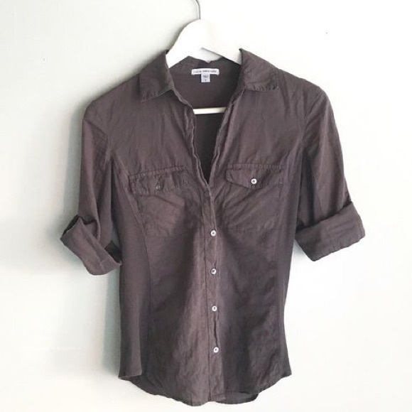 James Perse grey button down shirt