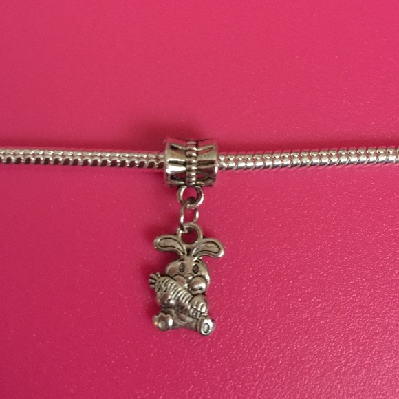 Rabbit Eating Carrot Dangling Charm