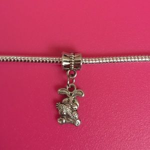 Rabbit Eating Carrot Dangling Charm