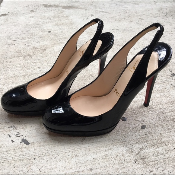 Christian Louboutin Fifi Patent Black Slingbacks