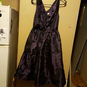 Pinup Purple velvet black floral modcloth dress