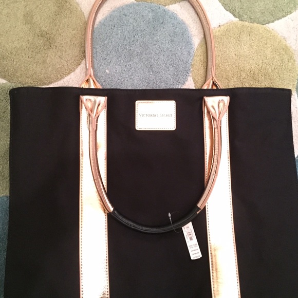 Victoria's Secret black and gold tote bag