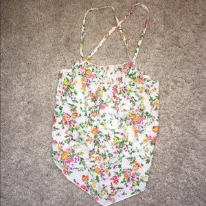 Floral Petalled Open Back Crop Top